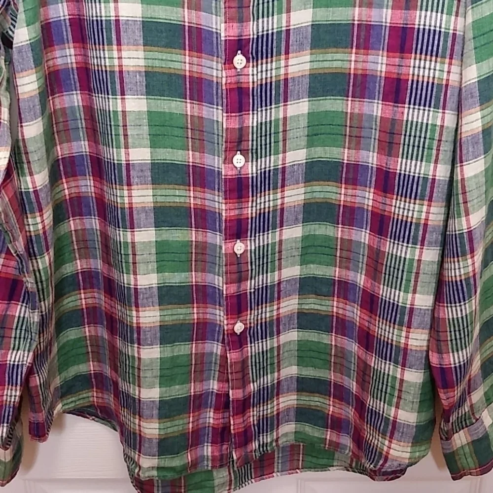 Polo Ralph Lauren Linen Plaid Long Sleeve‎ Shirt